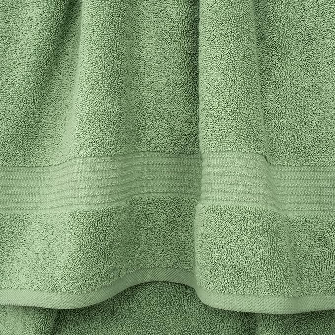 Cotton Paradise 100% Cotton Turkish Washcloth Set for Bathroom, 4 Piece Soft Absorbent Small Towels Wash Rags, Sage Green