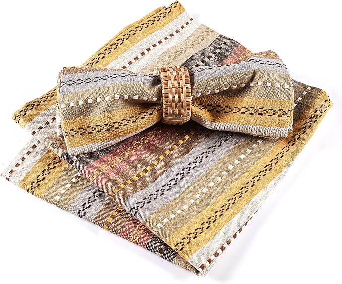 Lightnpro Salsa Stripes Cloth Napkins Set of 12 – Wedding, Christmas & Holiday Table Napkins, Machine Washable Cloth Napkins for Special Occasions & Everyday Use - 18x18 Inch Beige Multi