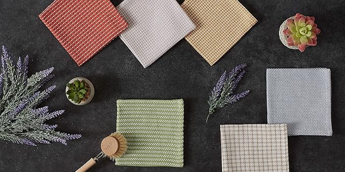 DII Everyday Kitchen Collection Assorted Dishcloth Set, 12x12, Stone, 5 Count