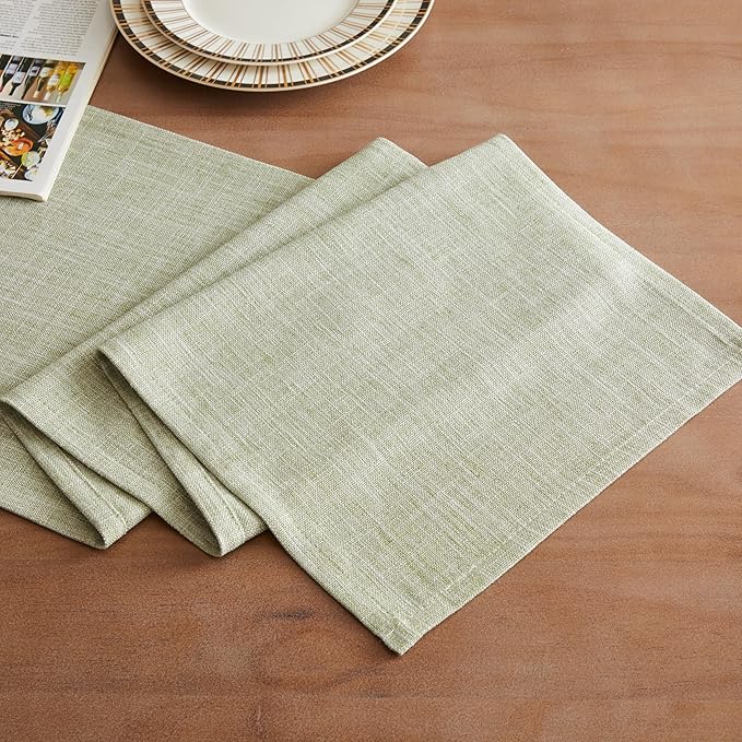 ZeeMart Rustic Cotton Linen Table Runner, 13x90 Inches Green, Farmhouse Style Sage Green Table Runners 90 Inches Long, Washable Kitchen Dining Table Decoration for Home Party Decor