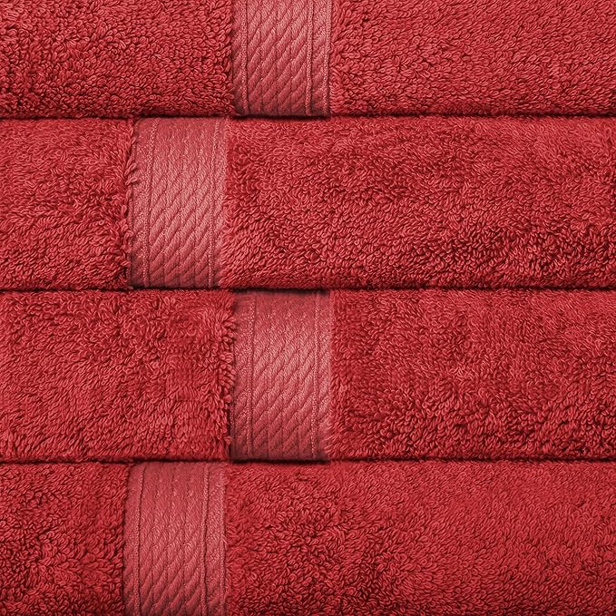 Superior Egyptian Cotton Pile 10 Piece Towel Set, Includes 2 Bath, 4 Hand, 4 Face Towels/ Washcloths, Ultra Soft Luxury Towels, Thick Plush Essentials, Guest Bath, Spa, Hotel Bathroom, Red