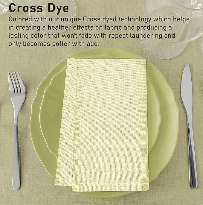 Ruvanti Cloth Napkins Set of 12, 18x18 Reusable Napkins Cloth Washable, Soft & Durable Table Napkin, Poly Cotton Fabric Dinner Napkins for Parties, Christmas, Thanksgiving, Weddings - Cream