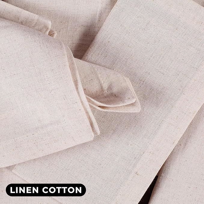 Linen Flax Cotton Cloth Dinner Napkins Set of 12 – 18x18 Natural Hemstitched Reusable Fabric Napkins for Weddings, Parties, Dinners & Table Décor – Elegant & Durable Bedding Craft