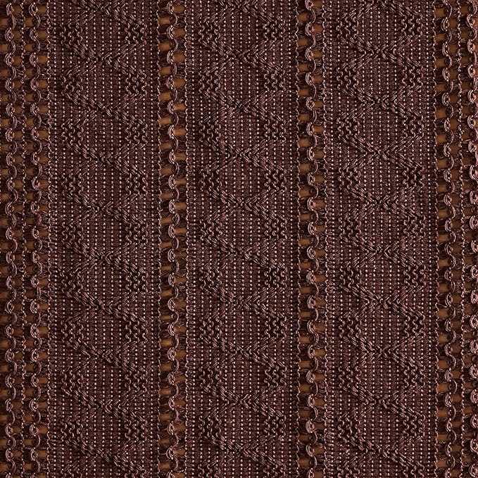 ZeeMart Macrame Style Boho Table Runner, Dark Brown Table Runners 36 Inches Long, Farmhouse Woven Home Decor, 12x36 Inch, Chocolate