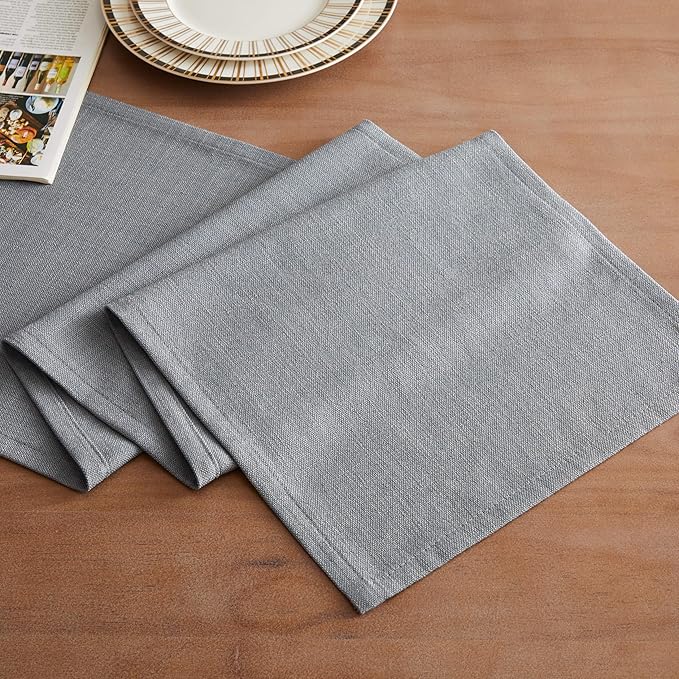 ZeeMart Rustic Cotton Linen Table Runner, 13x108 Inches Blue Ashes, Farmhouse Style Blue Grey Table Runners 108 Inches Long, Washable Kitchen Dining Table Decoration for Home Party Decor
