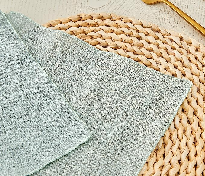 Dinner Cloth Napkins 10 Pack,Green Cloth Napkin,Gauze Napkins 100% Natural Cotton,Washable Gauze Napkins Great for Weddings Decorative,Parties,Everyday Use,40 * 40cm (16 * 16inches),Light Green