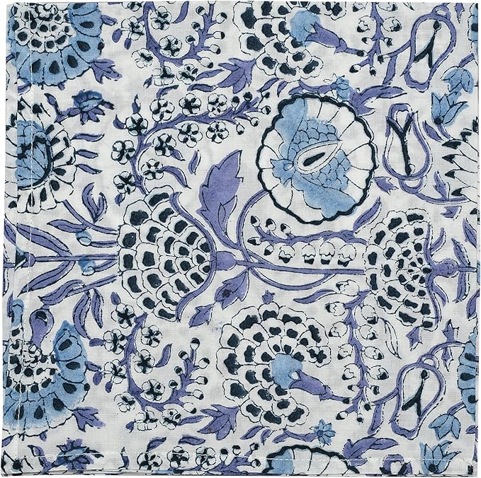 CPC Mix Indian Block Print Cotton Cloth Napkins Set of 4, 18x18 Reusable Everyday Napkins, Soft, Absorbent, Floral Dinner Napkin, Holiday, Party Gift, Spring,Mother's Day