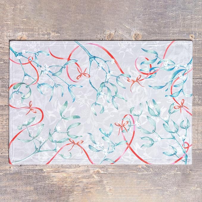 Maison d' Hermine Placemats Set of 4 100% Cotton Washable Cloth Place Mats, Reusable Table Mats for Thanksgiving Christmas Decorations Kitchen Dining Party Wedding Restaurant (Enora, 13" x 19")
