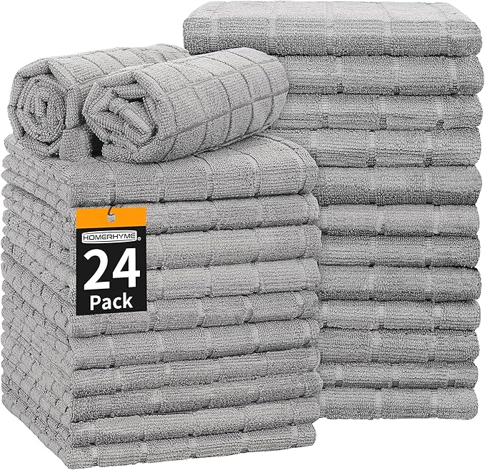 Hand Towels for Bathroom, 24 Pack 25''*15'' Microfiber Grey Bath Hand Towels, Quick Dry Lint Free Soft Absorbent Bulk Washcloths Decorative Fingertip Towels for Hotel Travel Kitchen