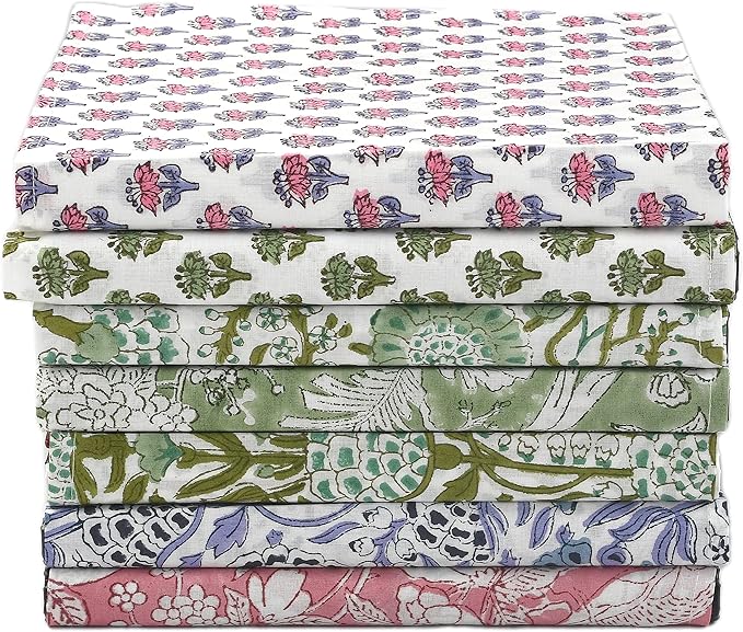 CPC Mix Indian Block Print Cotton Cloth Napkins Set of 4, 18x18 Reusable Everyday Napkins, Soft, Absorbent, Floral Dinner Napkin, Holiday, Party Gift, Spring,Mother's Day
