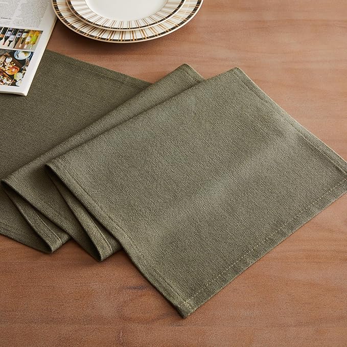 ZeeMart Rustic Cotton Linen Table Runner, 13x108 Inches Olive, Farmhouse Style Green Table Runners 108 Inches Long, Washable Kitchen Dining Table Decoration for Home Party Decor