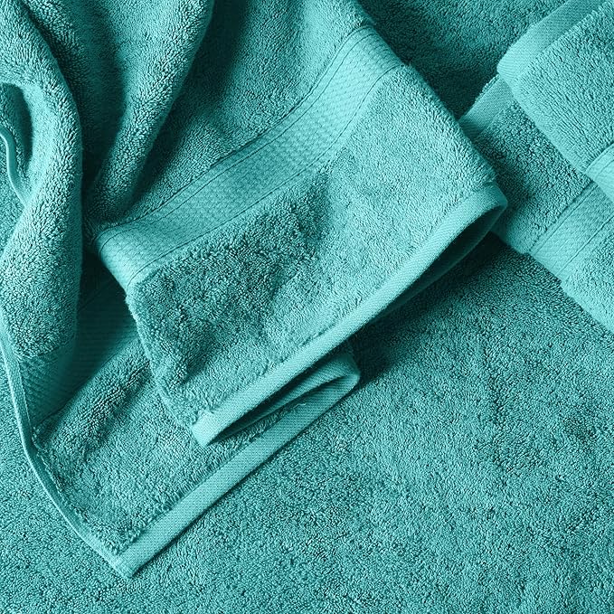 SUPERIOR Egyptian Cotton Pile 6 Piece Towel Set, Includes 2 Bath, 2 Hand, 2 Face Towels/Washcloths, Ultra Soft Luxury Towels, Thick Plush Essentials, Guest Bath, Spa, Hotel Bathroom, Turquoise