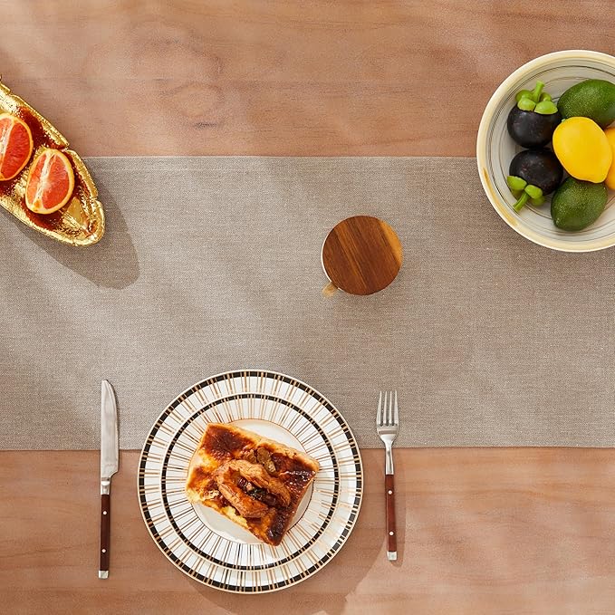 ZeeMart Rustic Cotton Linen Table Runner, 13x60 Inches Cocoa Brown, Farmhouse Style Brown Table Runners 60 Inches Long, Washable Kitchen Dining Table Decoration for Home Party Decor