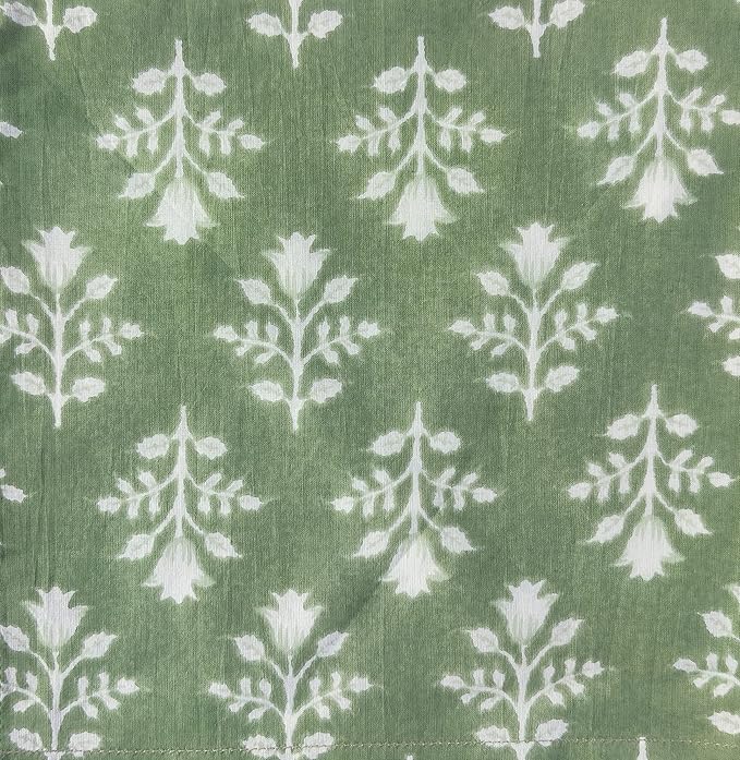 Craftbot Soft Cotton Dinner Napkins 18x18 inches - Washable Thin Cloth Napkins Set of 6 - Everyday Use or Dinner Party and Events - Sage Green Floral Pattern Lightweight Indian Block Print Fabric