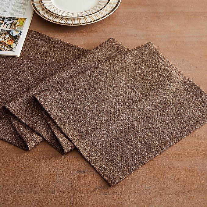 ZeeMart Rustic Cotton Linen Table Runner, 13x90 Inches Brown, Farmhouse Style Brown Table Runners 90 Inches Long, Washable Kitchen Dining Table Decoration for Home Party Decor