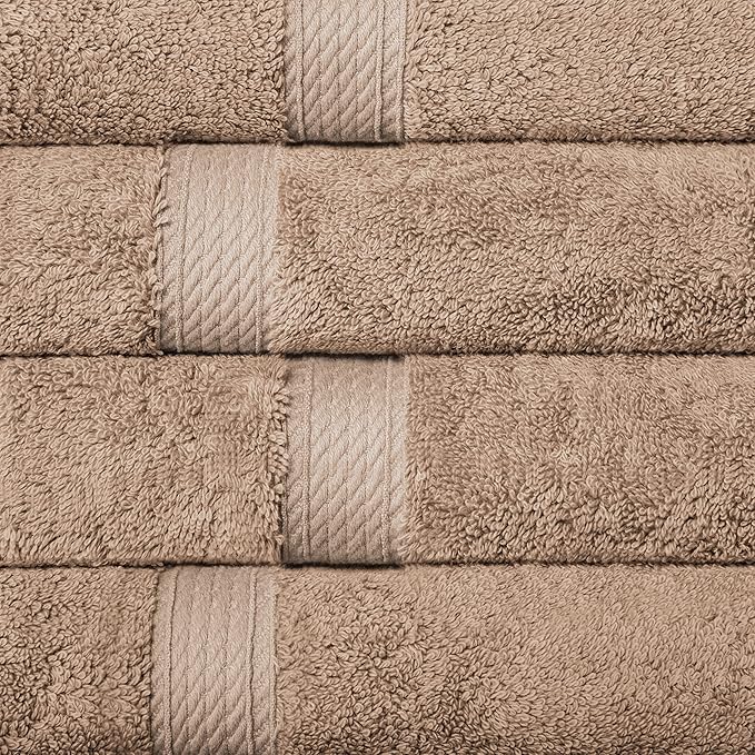 Superior Egyptian Cotton Pile 10 Piece Towel Set, Includes 2 Bath, 4 Hand, 4 Face Towels/ Washcloths, Ultra Soft Luxury Towels, Thick Plush Essentials, Guest Bath, Spa, Hotel Bathroom, Latte