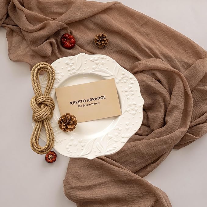 Keketoarrange Cheesecloth Table Runner Nude Gauze Rustic Boho Coffee Cheese Cloth 120 Inch 10 FT for Wedding Baby Shower Bridal Shower Birthday Party Long Sheer Farmhouse Home Decorations