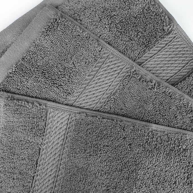 Superior Egyptian Cotton Pile 10 Piece Towel Set, Includes 2 Bath, 4 Hand, 4 Face Towels/ Washcloths, Ultra Soft Luxury Towels, Thick Plush Essentials, Guest Bath, Spa, Hotel Bathroom, Charcoal