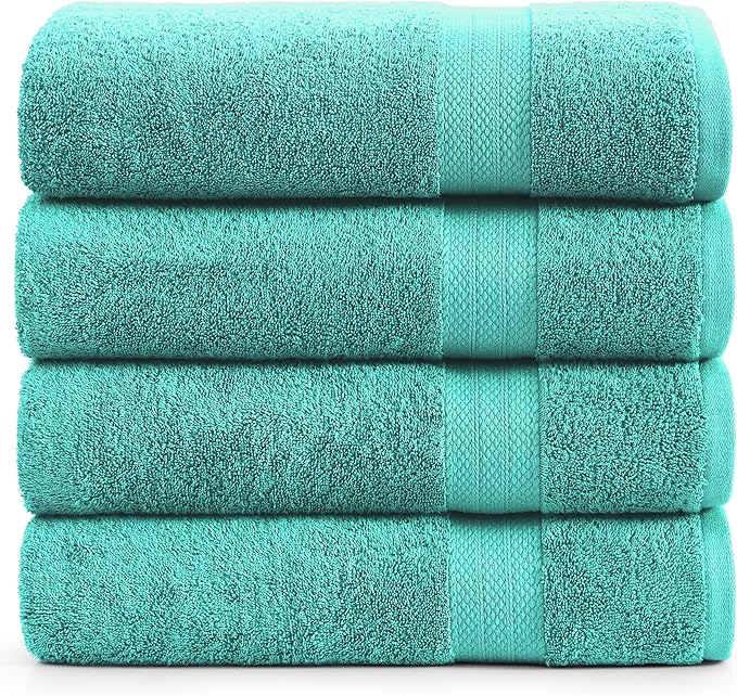 LANE LINEN 100% Cotton Premium Bath Sheets Set of 4 (35"x66") - Extra Large Bathroom Towels - Quick Drying, Low Lint, Soft & Absorbent Oversized Towel Sets - Holds Well After Multiple Washes - Teal