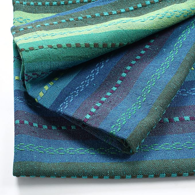 Lightnpro Salsa Stripes Cloth Napkins Set of 12 – Wedding, Christmas & Holiday Table Napkins, Machine Washable Cloth Napkins for Special Occasions & Everyday Use - 18x18 Inch Teal Multi