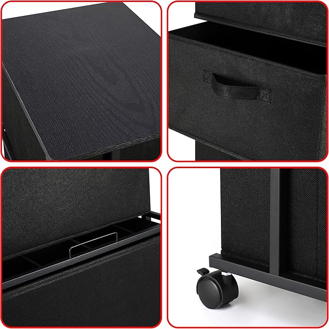 MAX Houser Dresser Storage with 3 Drawers, Fabric Dresser Tower, Vertical Storage Unit for Bedroom, Closet, Office, Black