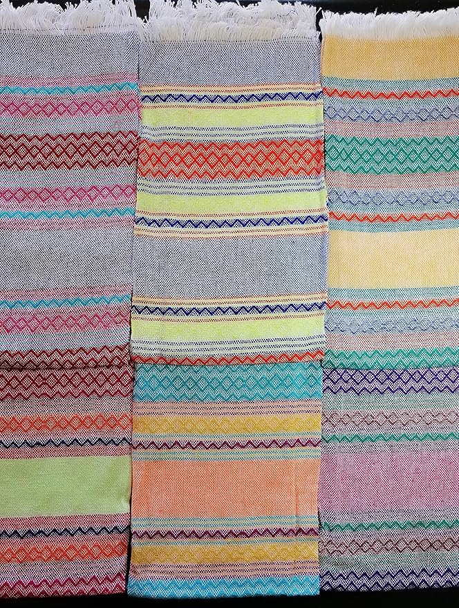 Jacq & Jürgen – Set of 6 Colorful Cotton Cloth Napkins – 22"x18" – Multicolor Inca Pattern – Dinner Table Linens or Tortilla Warmer Cloths