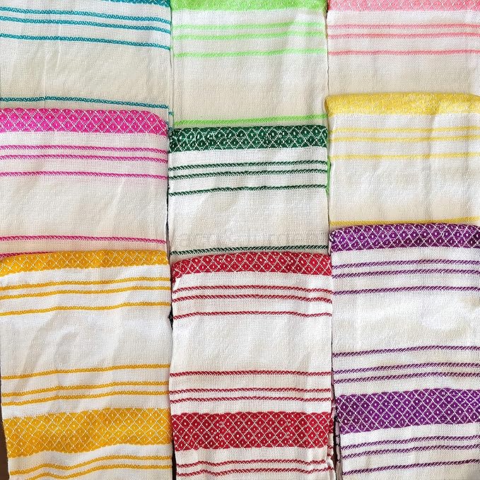 Jacq & Jürgen - Set of 6 Traditional Mexican Tortilla Warmer Cloths - 100% Cotton Handmade Fabric - Reusable Kitchen Napkins for Bread & Tortillas